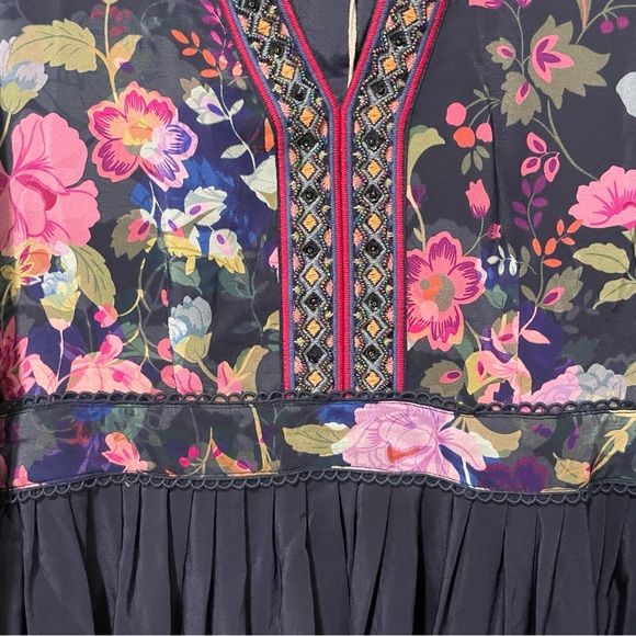 NWT Johnny Was Navy Floral Valeria Silk Maxi Dress Size Small - Picture 8 of 14